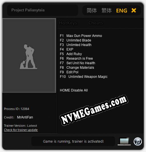 Project Palianytsia: Trainer +10 [v1.9]