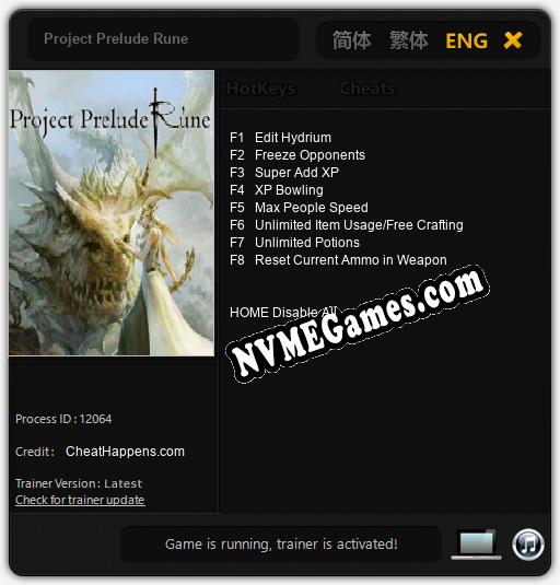 Project Prelude Rune: Trainer +8 [v1.9]