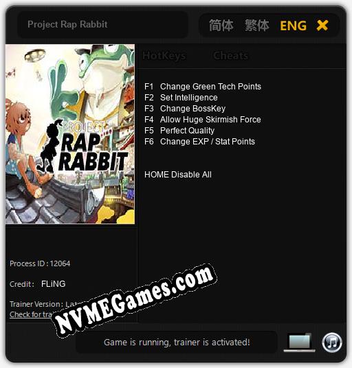 Project Rap Rabbit: Trainer +6 [v1.1]