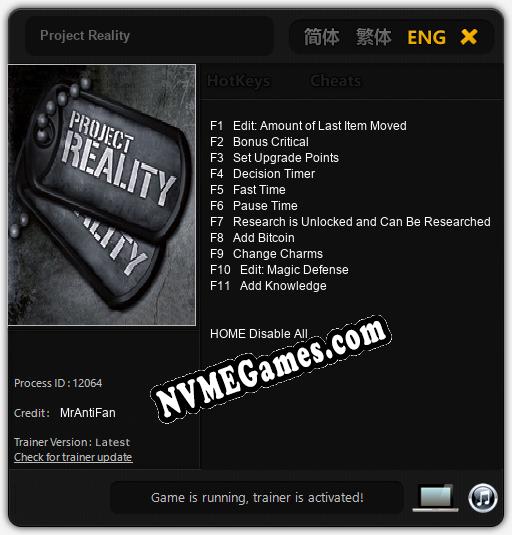 Project Reality: Cheats, Trainer +11 [MrAntiFan]