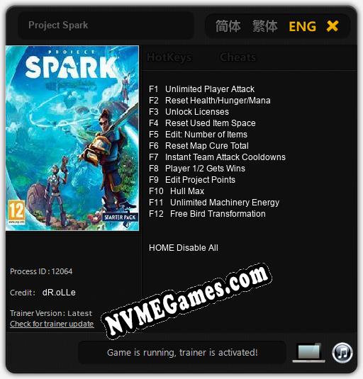 Treinador liberado para Project Spark [v1.0.1]