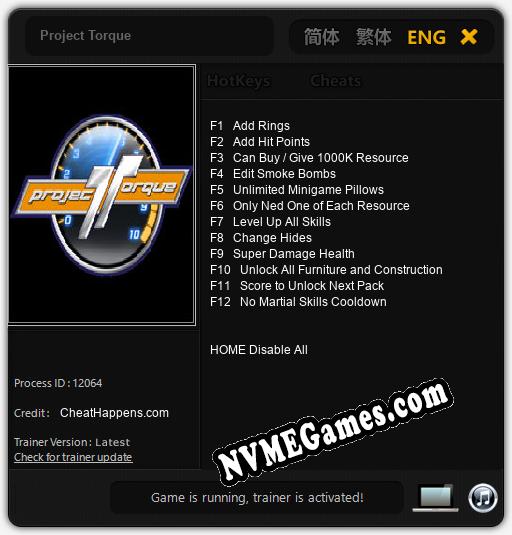 Project Torque: Trainer +12 [v1.3]