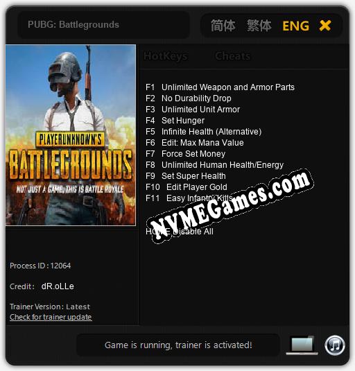 PUBG: Battlegrounds: Treinador (V1.0.89)