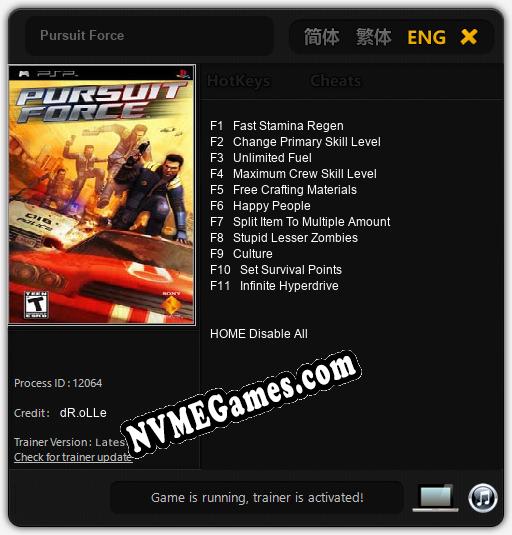 Pursuit Force: Treinador (V1.0.87)