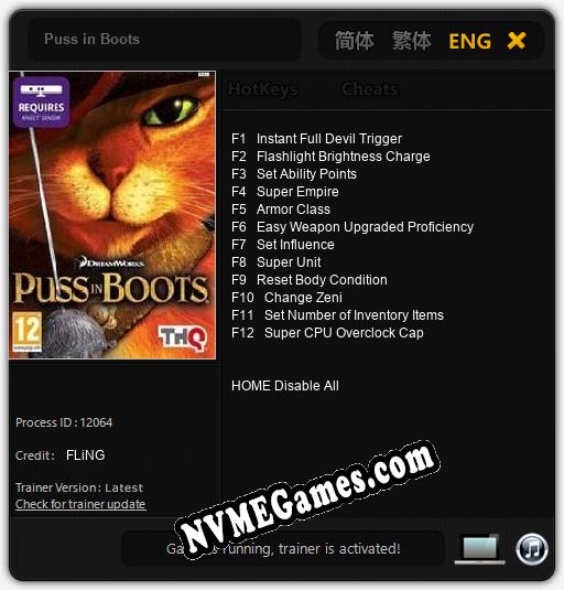 Puss in Boots: Treinador (V1.0.83)