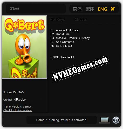 Q*bert: Cheats, Trainer +5 [dR.oLLe]