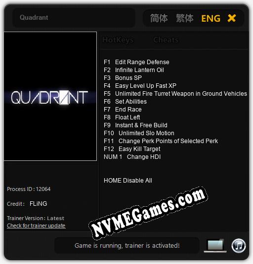 Quadrant: Cheats, Trainer +13 [FLiNG]