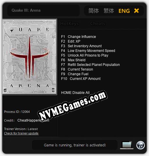 Treinador liberado para Quake III: Arena [v1.0.4]