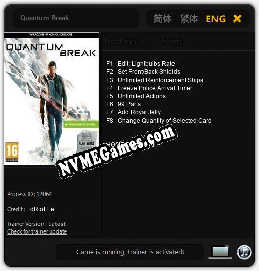 Quantum Break: Treinador (V1.0.49)