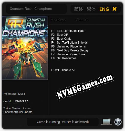 Treinador liberado para Quantum Rush: Champions [v1.0.9]