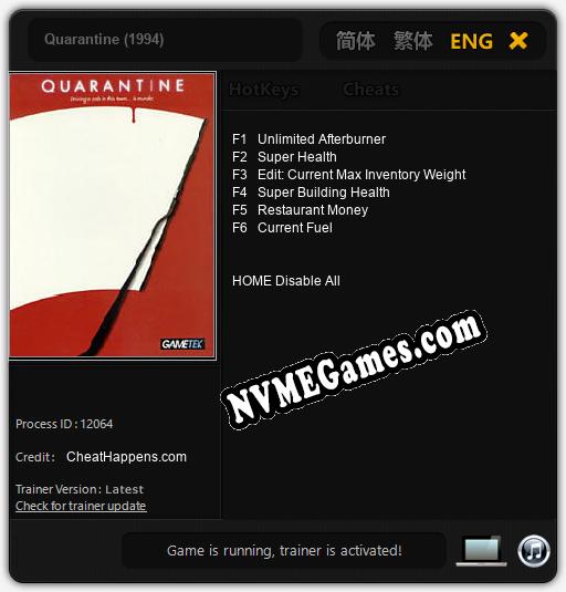 Quarantine (1994): Trainer +6 [v1.8]