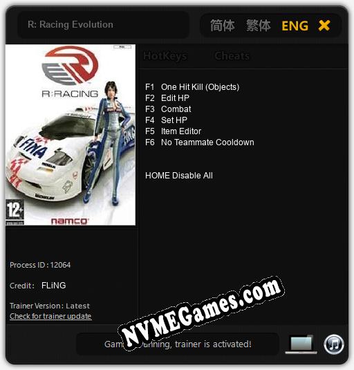 Treinador liberado para R: Racing Evolution [v1.0.8]