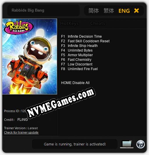 Treinador liberado para Rabbids Big Bang [v1.0.5]