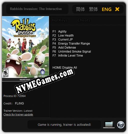 Treinador liberado para Rabbids Invasion: The Interactive TV Show [v1.0.4]