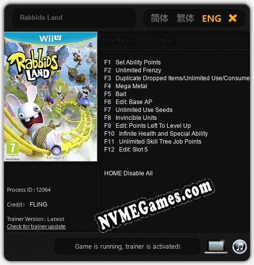 Rabbids Land: Trainer +12 [v1.6]