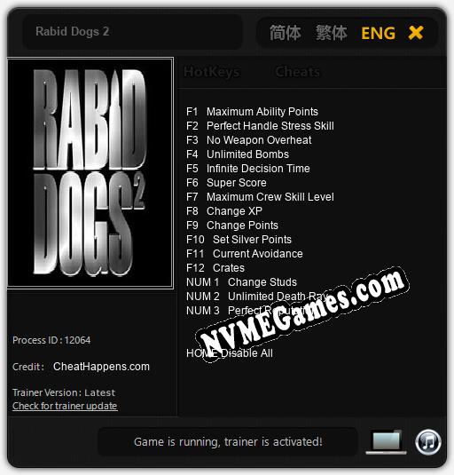 Treinador liberado para Rabid Dogs 2 [v1.0.2]