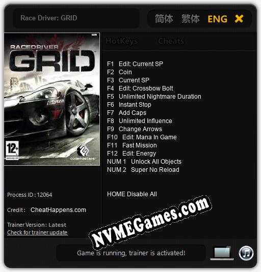 Race Driver: GRID: Treinador (V1.0.20)