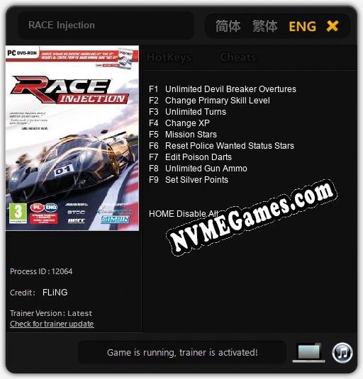 RACE Injection: Trainer +9 [v1.2]