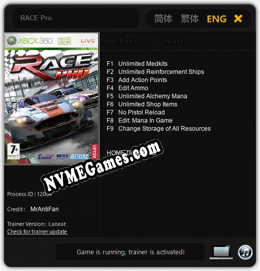 RACE Pro: Cheats, Trainer +9 [MrAntiFan]