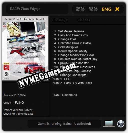 Treinador liberado para RACE: Zlota Edycja [v1.0.7]