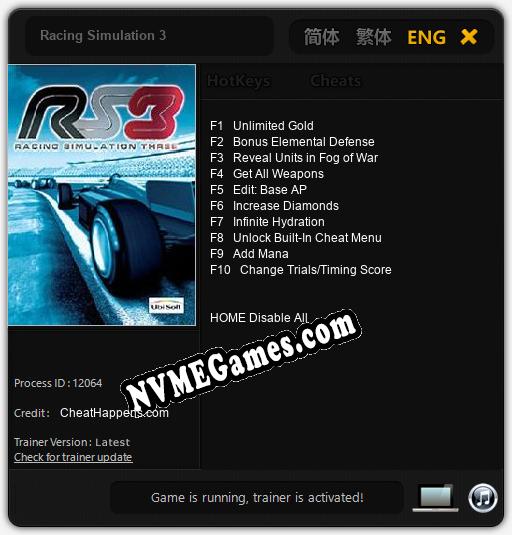 Racing Simulation 3: Trainer +10 [v1.8]