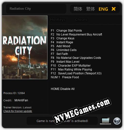 Radiation City: Treinador (V1.0.95)