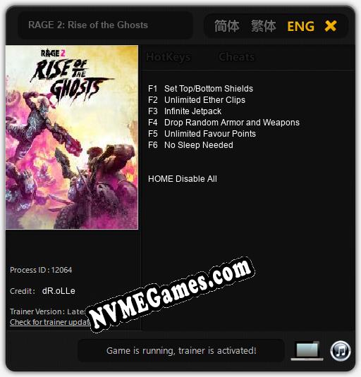 RAGE 2: Rise of the Ghosts: Trainer +6 [v1.4]