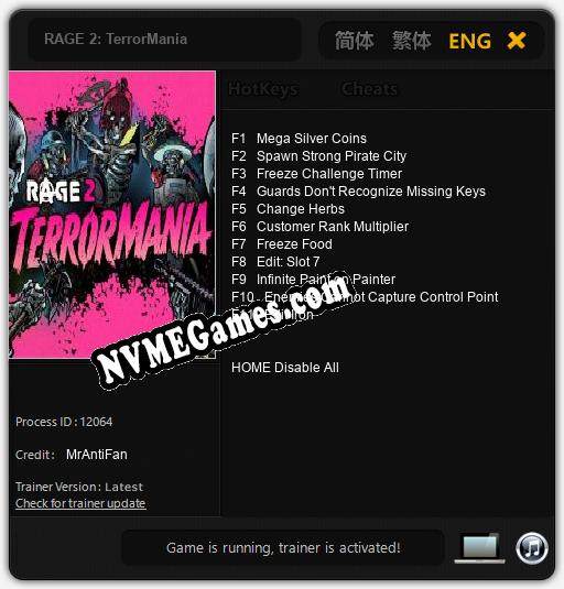 Treinador liberado para RAGE 2: TerrorMania [v1.0.9]