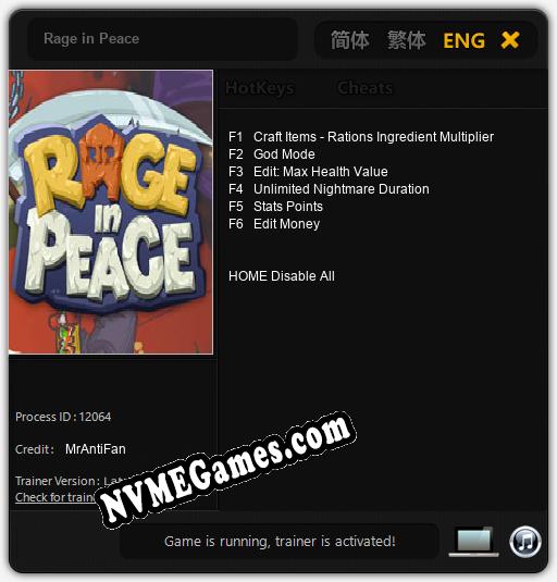 Rage in Peace: Trainer +6 [v1.6]