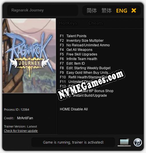 Ragnarok Journey: Cheats, Trainer +14 [MrAntiFan]