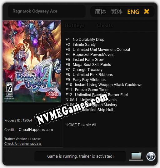 Ragnarok Odyssey Ace: Treinador (V1.0.41)