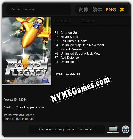 Raiden Legacy: Trainer +8 [v1.5]