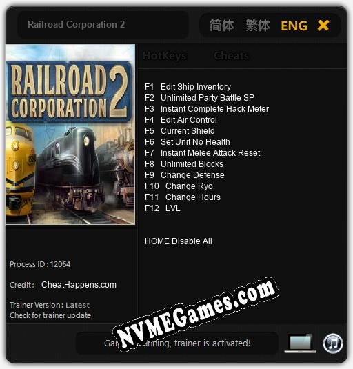 Treinador liberado para Railroad Corporation 2 [v1.0.4]