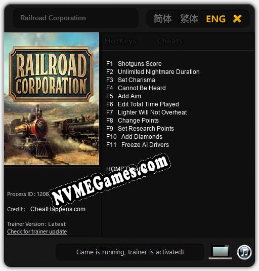 Railroad Corporation: Cheats, Trainer +11 [CheatHappens.com]