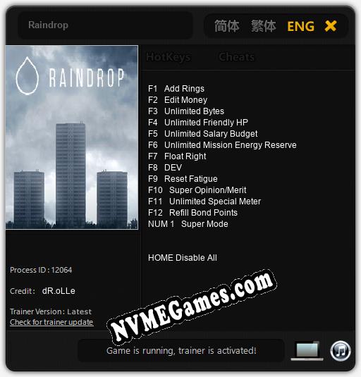 Raindrop: Treinador (V1.0.97)