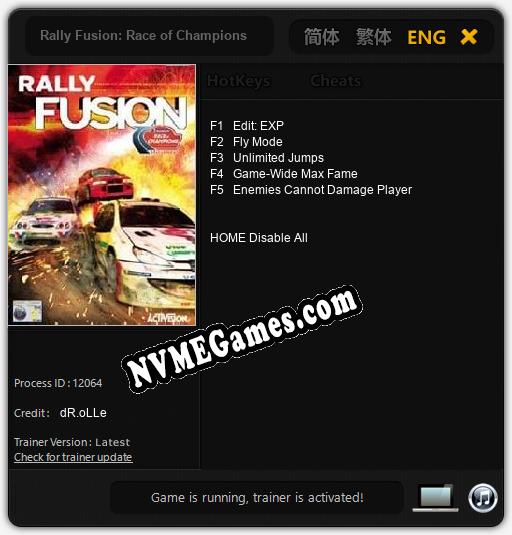 Rally Fusion: Race of Champions: Cheats, Trainer +5 [dR.oLLe]