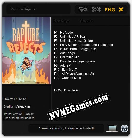 Rapture Rejects: Treinador (V1.0.24)