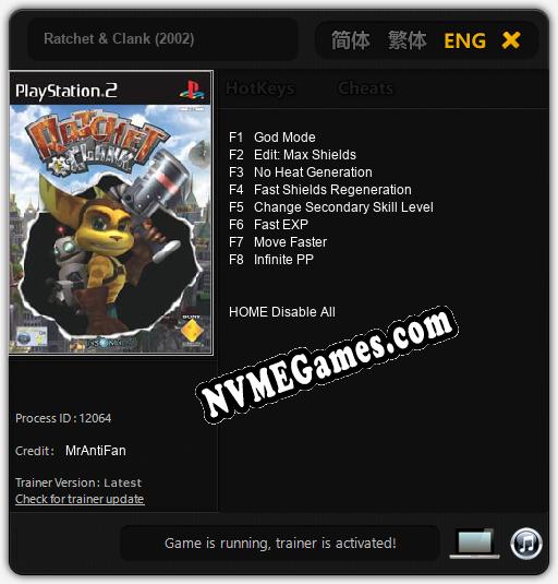 Ratchet & Clank (2002): Cheats, Trainer +8 [MrAntiFan]