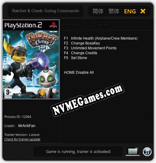 Treinador liberado para Ratchet & Clank: Going Commando [v1.0.3]