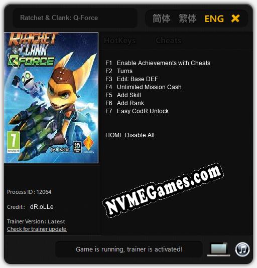 Ratchet & Clank: Q-Force: Cheats, Trainer +7 [dR.oLLe]