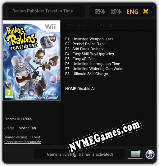 Raving Rabbids: Travel in Time: Cheats, Trainer +8 [MrAntiFan]