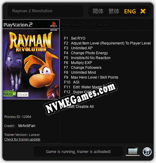 Rayman 2 Revolution: Treinador (V1.0.75)