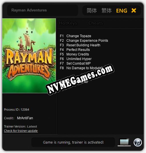 Rayman Adventures: Cheats, Trainer +8 [MrAntiFan]