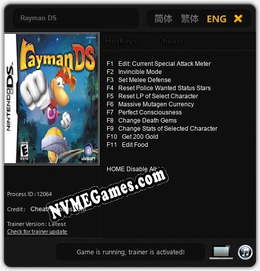 Rayman DS: Cheats, Trainer +11 [CheatHappens.com]