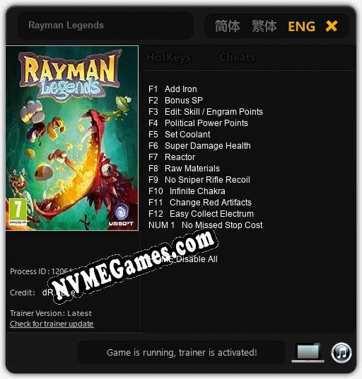 Rayman Legends: Cheats, Trainer +13 [dR.oLLe]