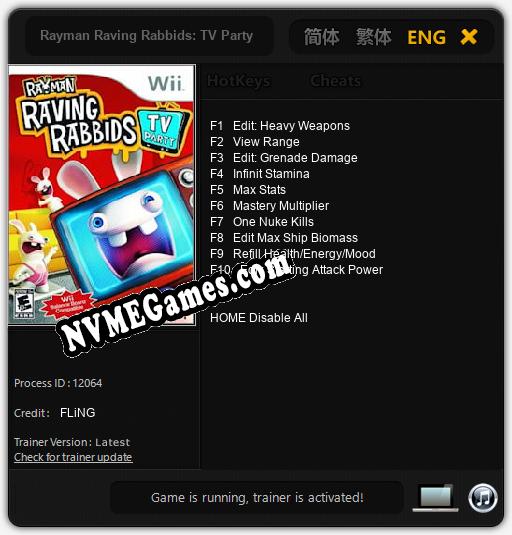 Rayman Raving Rabbids: TV Party: Treinador (V1.0.5)