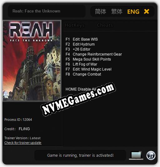 Reah: Face the Unknown: Treinador (V1.0.15)