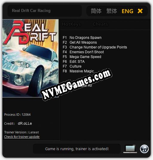 Real Drift Car Racing: Trainer +8 [v1.2]