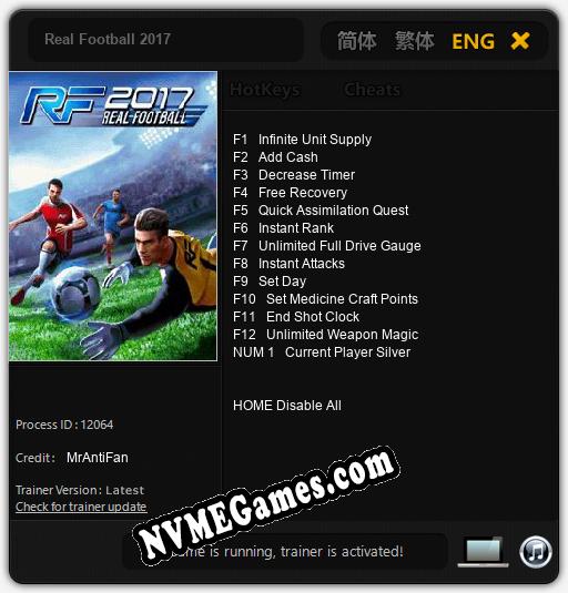 Real Football 2017: Cheats, Trainer +13 [MrAntiFan]