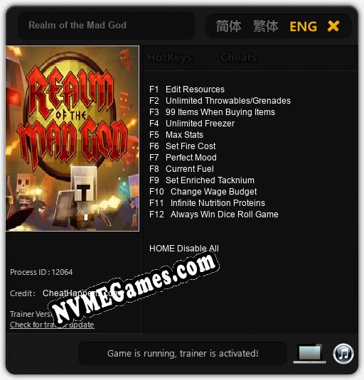 Treinador liberado para Realm of the Mad God [v1.0.9]